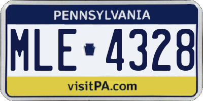 PA license plate MLE4328