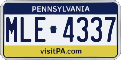PA license plate MLE4337