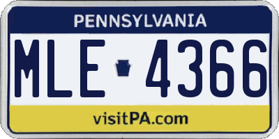 PA license plate MLE4366