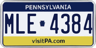 PA license plate MLE4384