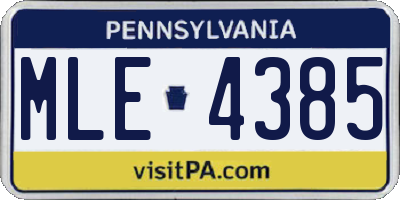 PA license plate MLE4385