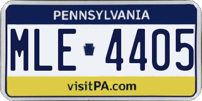 PA license plate MLE4405