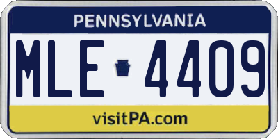 PA license plate MLE4409