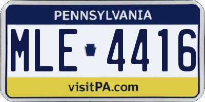 PA license plate MLE4416