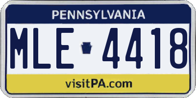 PA license plate MLE4418