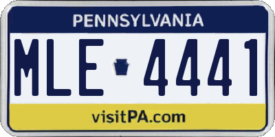PA license plate MLE4441