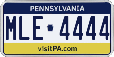 PA license plate MLE4444