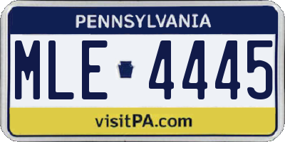 PA license plate MLE4445