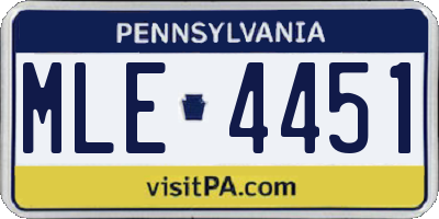 PA license plate MLE4451