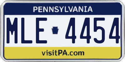 PA license plate MLE4454