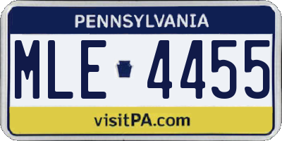 PA license plate MLE4455