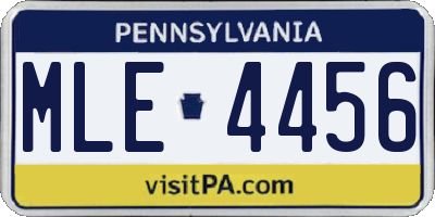 PA license plate MLE4456
