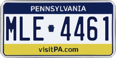PA license plate MLE4461
