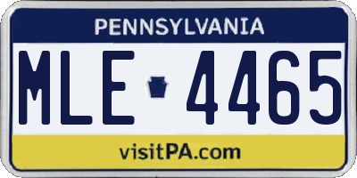 PA license plate MLE4465