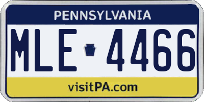 PA license plate MLE4466