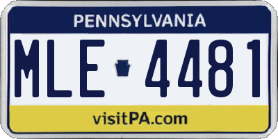 PA license plate MLE4481