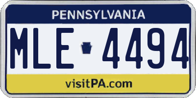 PA license plate MLE4494