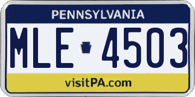 PA license plate MLE4503