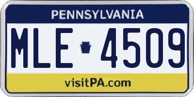 PA license plate MLE4509