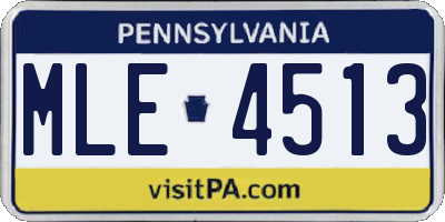 PA license plate MLE4513