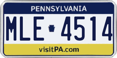 PA license plate MLE4514