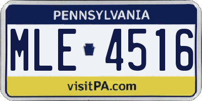 PA license plate MLE4516
