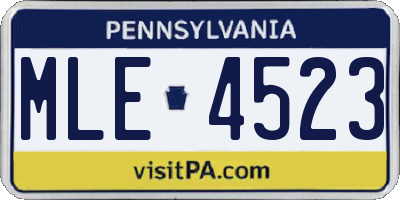 PA license plate MLE4523