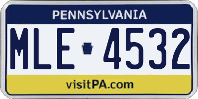PA license plate MLE4532