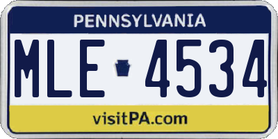 PA license plate MLE4534