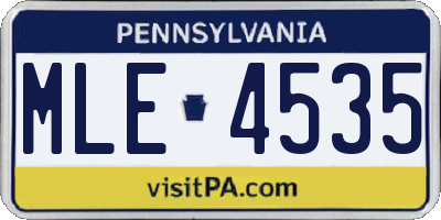 PA license plate MLE4535