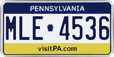 PA license plate MLE4536