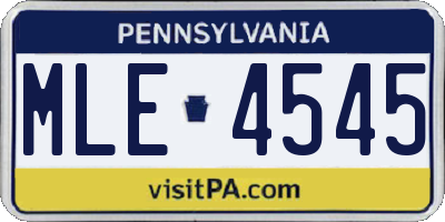 PA license plate MLE4545