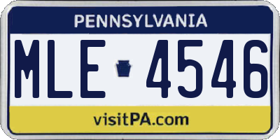 PA license plate MLE4546