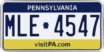 PA license plate MLE4547