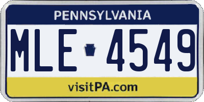 PA license plate MLE4549