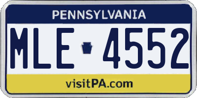 PA license plate MLE4552