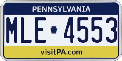 PA license plate MLE4553