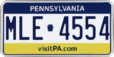PA license plate MLE4554