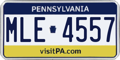 PA license plate MLE4557