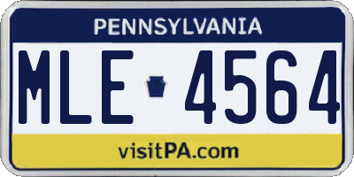 PA license plate MLE4564