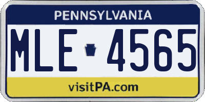 PA license plate MLE4565