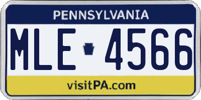 PA license plate MLE4566