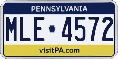 PA license plate MLE4572