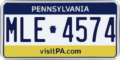 PA license plate MLE4574