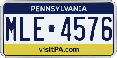 PA license plate MLE4576