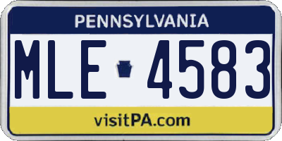 PA license plate MLE4583