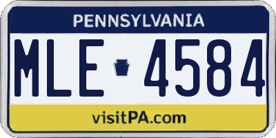 PA license plate MLE4584