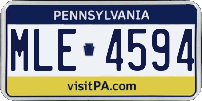 PA license plate MLE4594