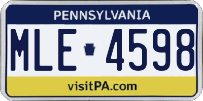 PA license plate MLE4598