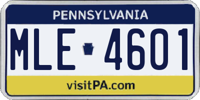 PA license plate MLE4601
